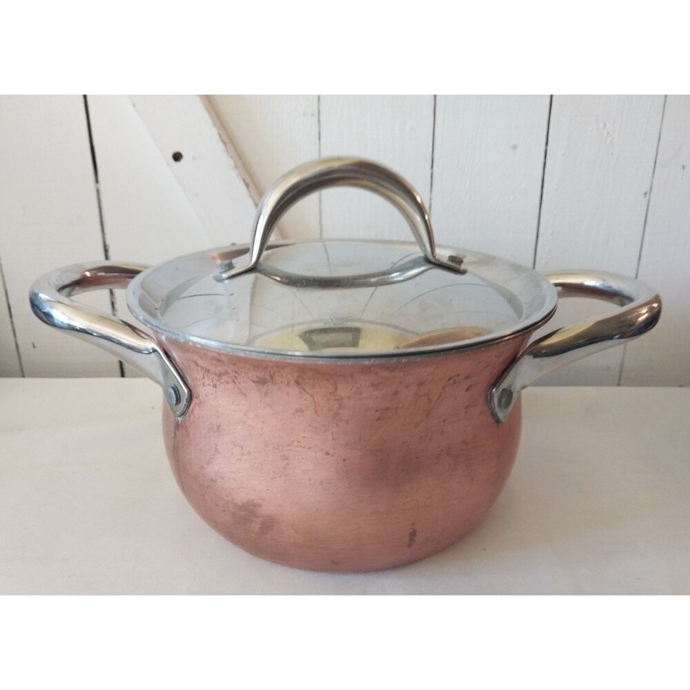 La Sera Cookware Copper Kettle/Pot Collection De Luxe Copper Triply w/Lid - Picture 2 of 15